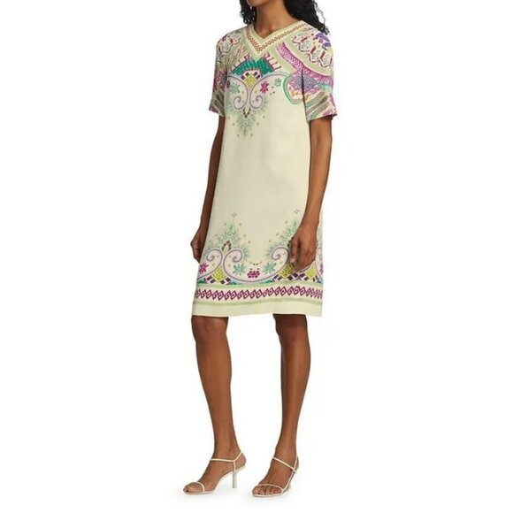 💕ETRO💕 Tavolara Printed V-neck Shift Dress ~ Multi-Color Paisley Print 48 EU - Picture 7 of 16